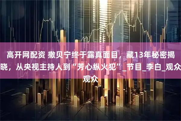 高开网配资 撒贝宁终于露真面目,藏13年秘密揭晓,从央视主持人到“芳心纵火犯”_节目_李白_观众